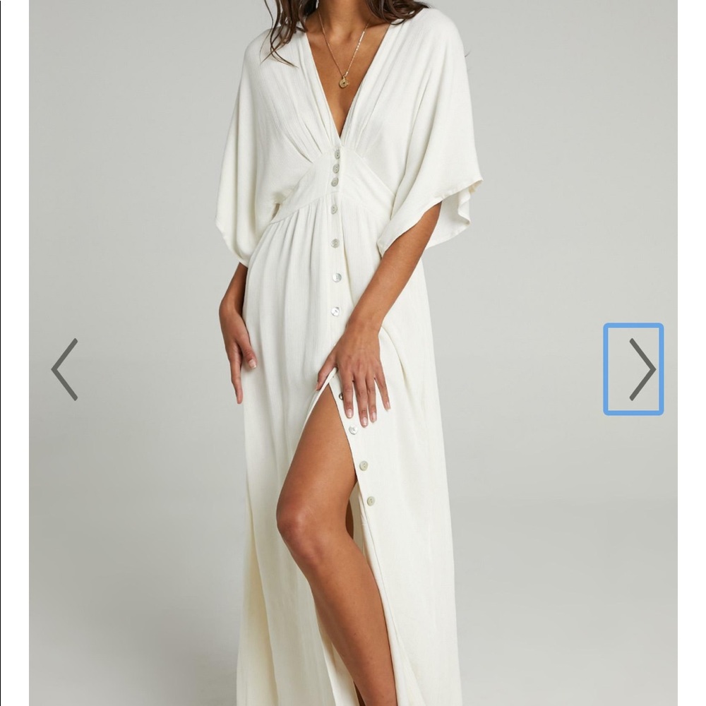 Showpo SITTING PRETTY DRESS IN NATURAL